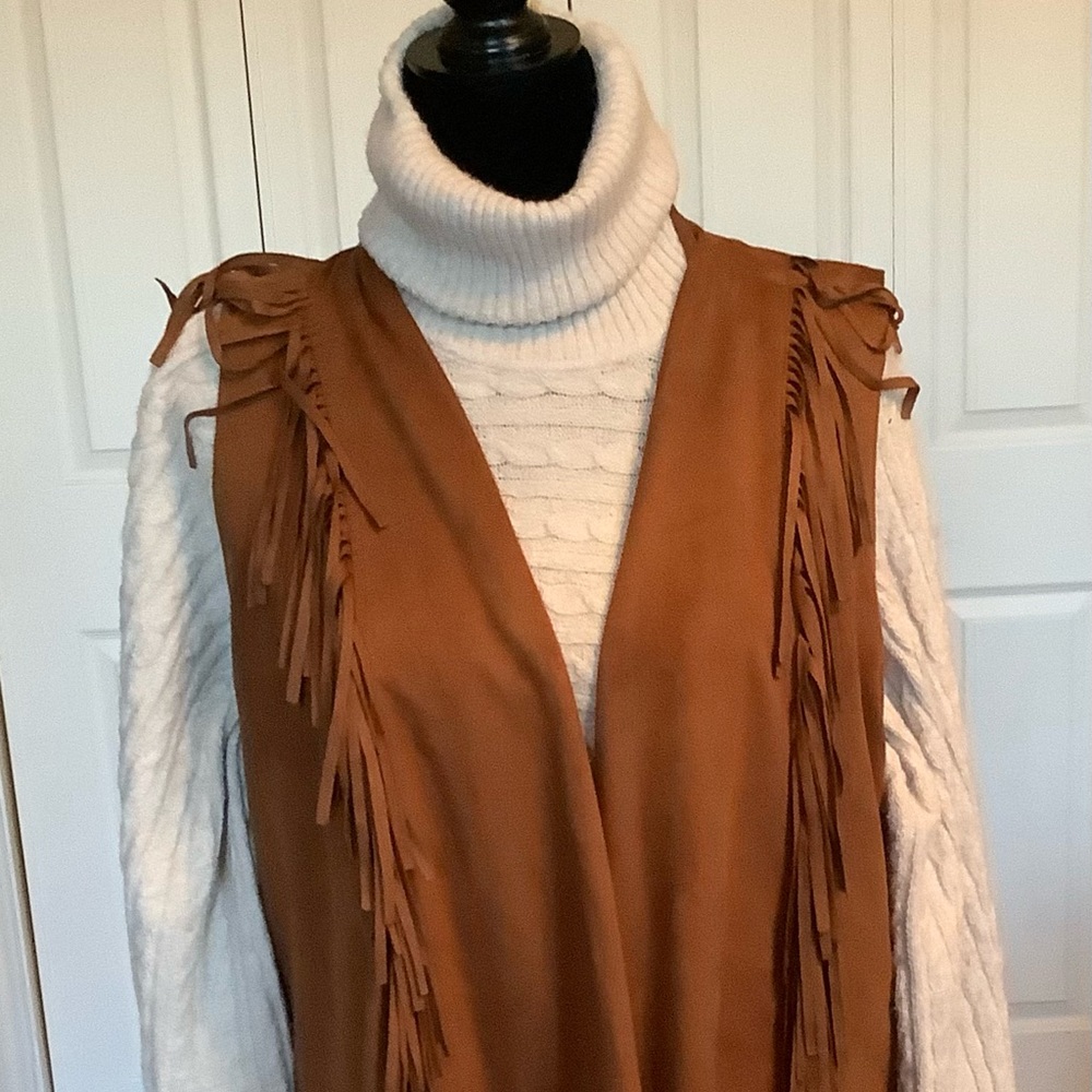 Brown Thin Fringe Suede Vest Jeans by Buffalo XL